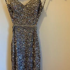 Short Gray Sequence dress